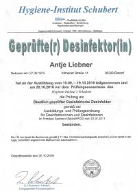 Zertifikat geprüfter Desinfektor Sachsen-Anhalt